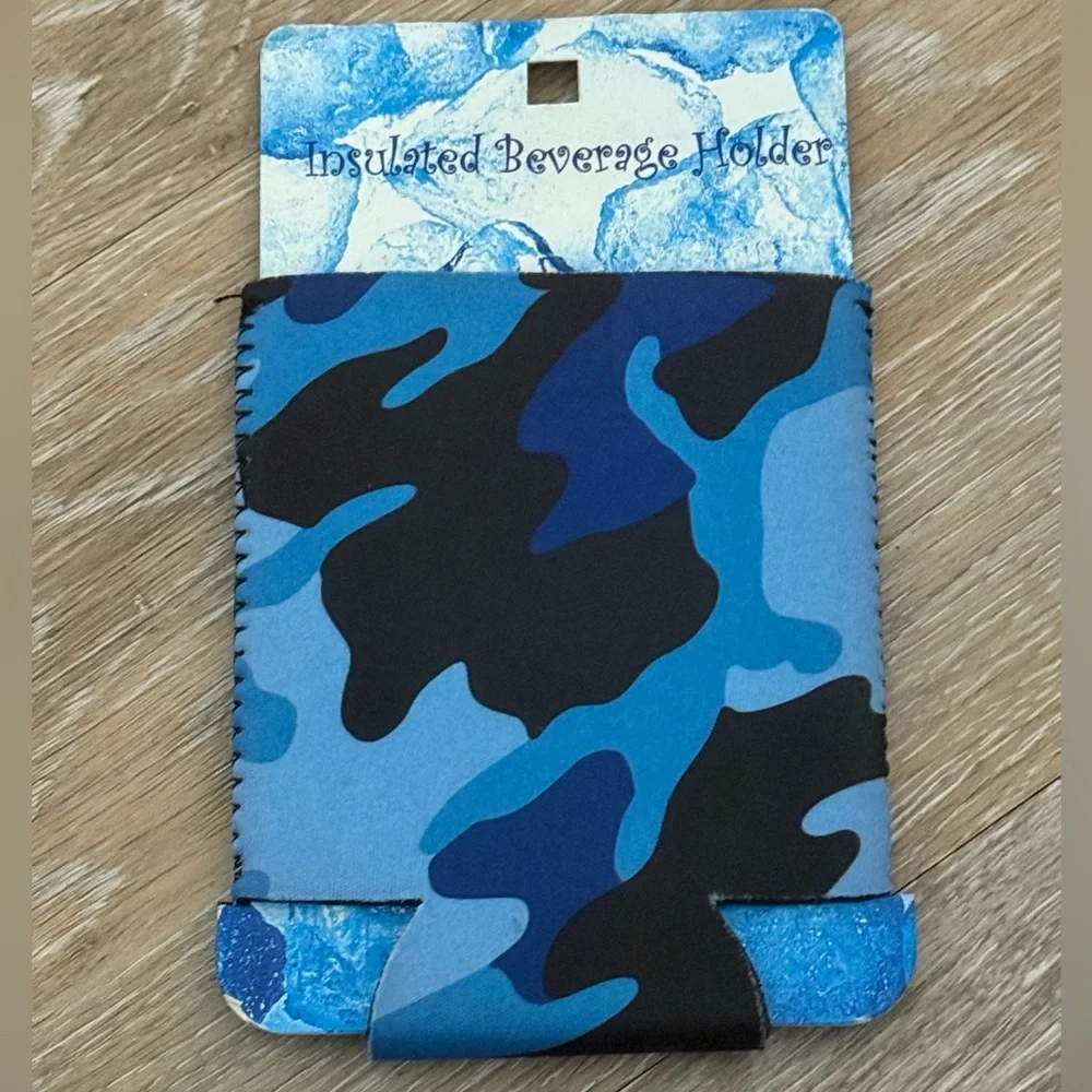 NWT Boutique Can Cooler Koozie Holders Lot of 3 Leopard Blue Camo Zebra